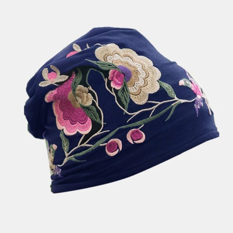 Kvinner Bomull Broderi Blomster Utskrift Etnisk Stil Lue Hatter Pustende Turban Cap