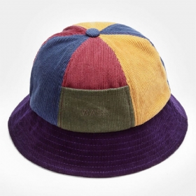 Kvinner Corduroy Lettern Broderi Bøttehatt Fargematchende Varm Solskjerm Brimless Beanie Utleier Cap Skull Cap