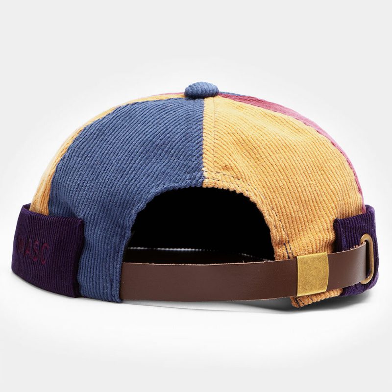 Kvinner Corduroy Lettern Broderi Bøttehatt Fargematchende Varm Solskjerm Brimless Beanie Utleier Cap Skull Cap