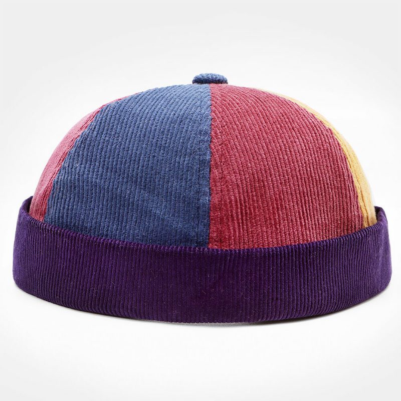 Kvinner Corduroy Lettern Broderi Bøttehatt Fargematchende Varm Solskjerm Brimless Beanie Utleier Cap Skull Cap