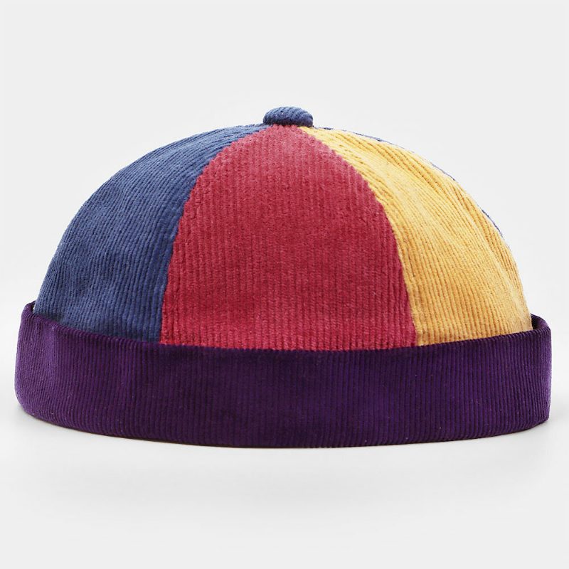 Kvinner Corduroy Lettern Broderi Bøttehatt Fargematchende Varm Solskjerm Brimless Beanie Utleier Cap Skull Cap