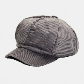 Kvinner Corduroy Retro Casual Stripes Utendørs Daglig Malerhatt Åttekantet Hatter Beret Hat