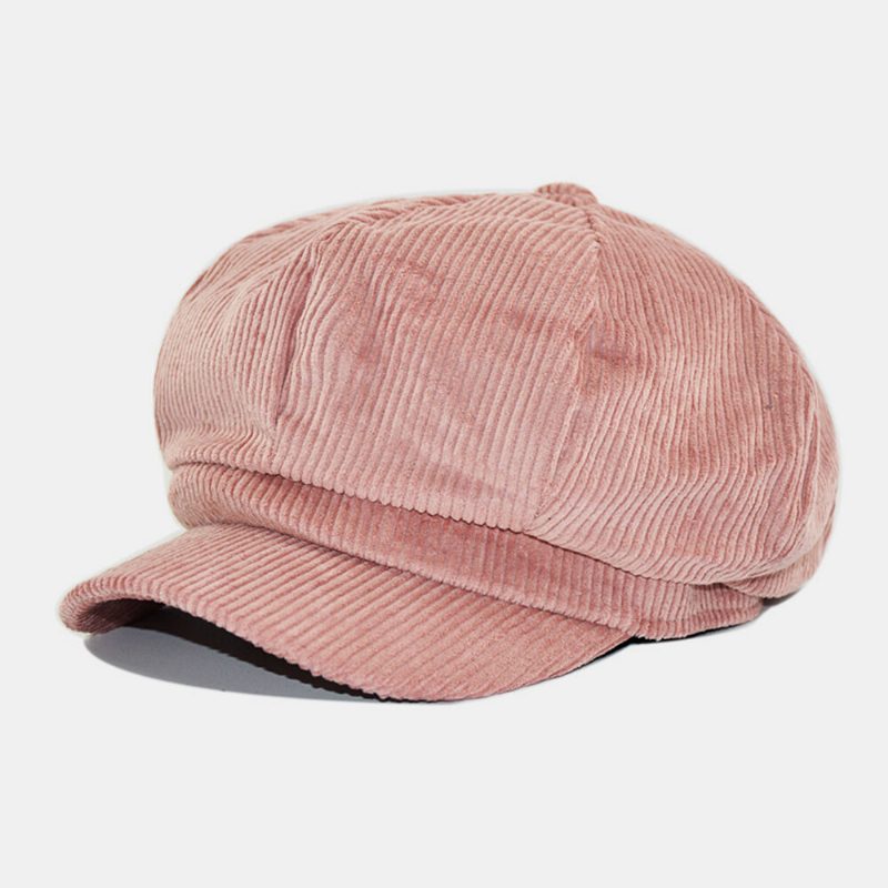 Kvinner Corduroy Retro Casual Stripes Utendørs Daglig Malerhatt Åttekantet Hatter Beret Hat