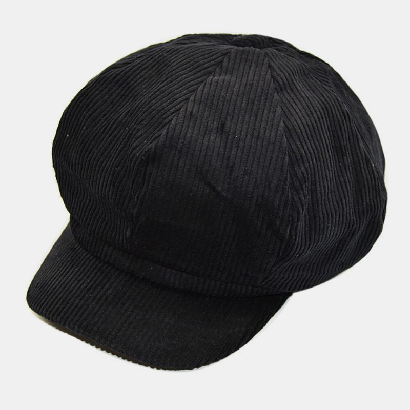 Kvinner Corduroy Retro Casual Stripes Utendørs Daglig Malerhatt Åttekantet Hatter Beret Hat