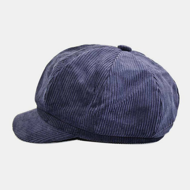 Kvinner Corduroy Retro Casual Stripes Utendørs Daglig Malerhatt Åttekantet Hatter Beret Hat