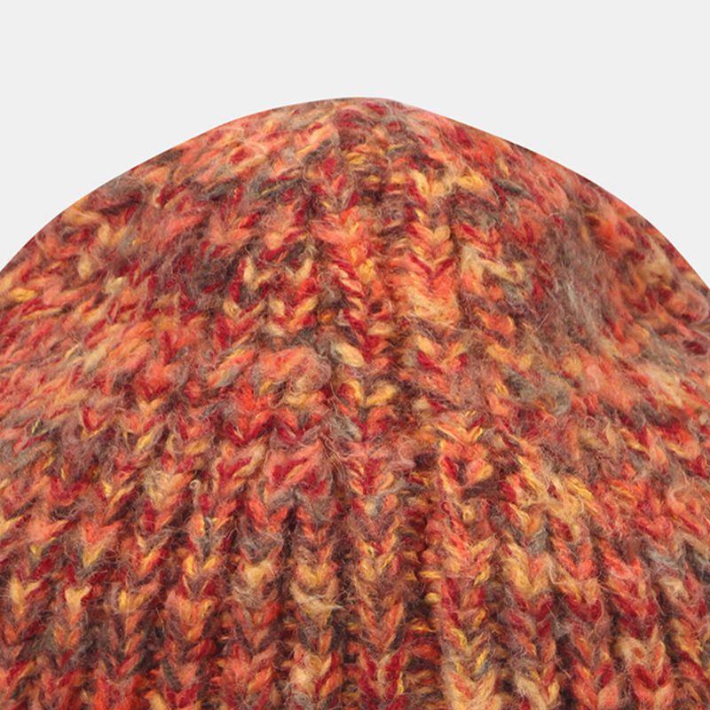 Kvinner Grovstrikket Blandet Farge Bokstavetikett All-match Warm Beanie Hat