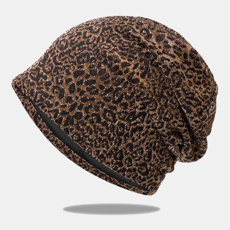 Kvinner Leopardmønster Elastisk Baotou-lue Sommer Høst Utendørs Solskjerm Pustende Justerbar Skull Hatter Beanie Hat