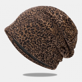 Kvinner Leopardmønster Elastisk Baotou-lue Sommer Høst Utendørs Solskjerm Pustende Justerbar Skull Hatter Beanie Hat