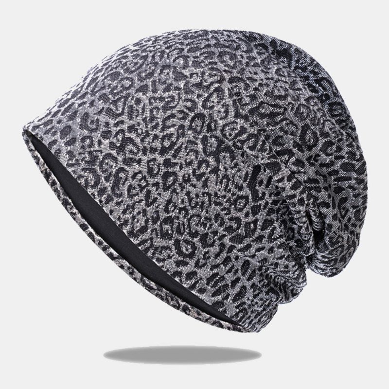 Kvinner Leopardmønster Elastisk Baotou-lue Sommer Høst Utendørs Solskjerm Pustende Justerbar Skull Hatter Beanie Hat