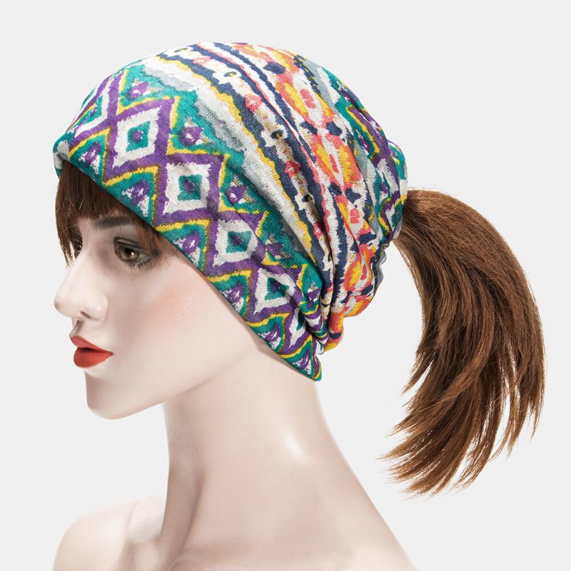 Kvinner Multi-purpose Printing Turban Cap Uformell Sommer Utendørs Hals Gamper God Elastisk Myk Beanie Hat