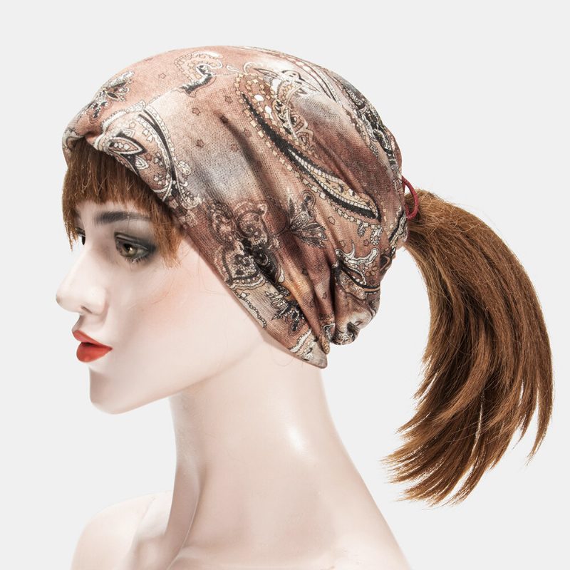 Kvinner Multi-purpose Printing Turban Cap Uformell Sommer Utendørs Hals Gamper God Elastisk Myk Beanie Hat