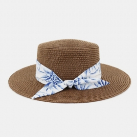 Kvinner Solkrem Reise Strand Solhatt Elegant Bowknot Jazz Hatter Flate Hatter Straw Hat