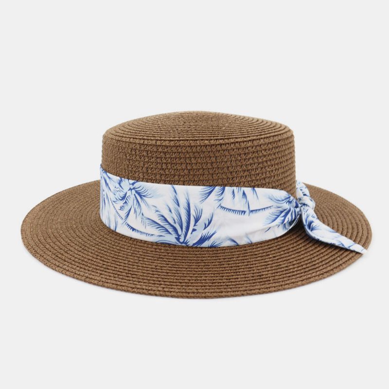 Kvinner Solkrem Reise Strand Solhatt Elegant Bowknot Jazz Hatter Flate Hatter Straw Hat