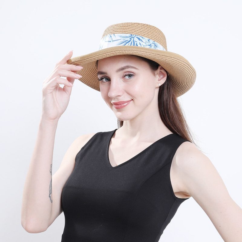 Kvinner Solkrem Reise Strand Solhatt Elegant Bowknot Jazz Hatter Flate Hatter Straw Hat