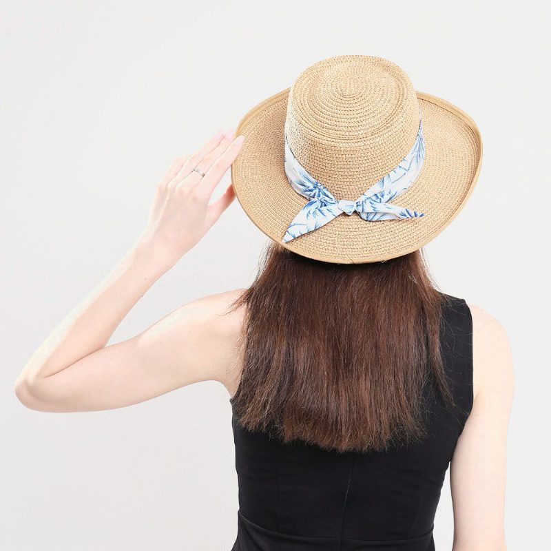 Kvinner Solkrem Reise Strand Solhatt Elegant Bowknot Jazz Hatter Flate Hatter Straw Hat