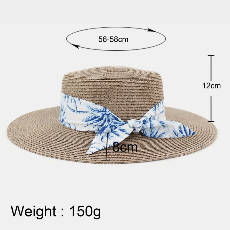 Kvinner Solkrem Reise Strand Solhatt Elegant Bowknot Jazz Hatter Flate Hatter Straw Hat