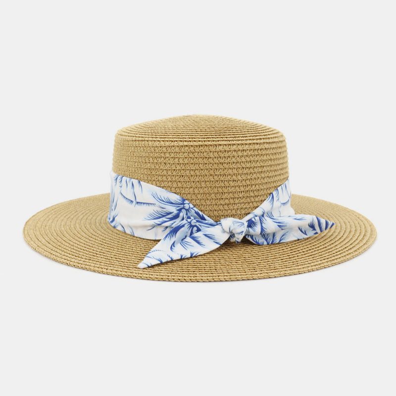 Kvinner Solkrem Reise Strand Solhatt Elegant Bowknot Jazz Hatter Flate Hatter Straw Hat