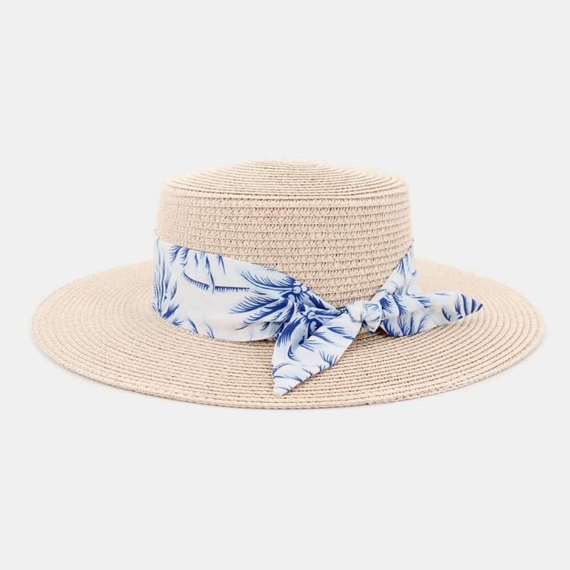 Kvinner Solkrem Reise Strand Solhatt Elegant Bowknot Jazz Hatter Flate Hatter Straw Hat