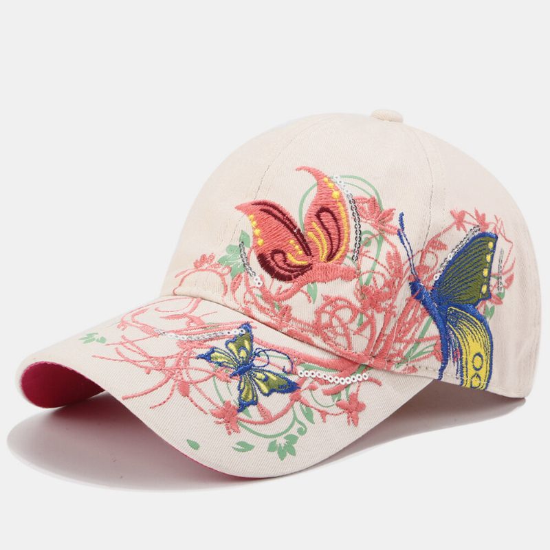 Kvinner Solkrem Solhatt Mote Sommerfuglbroderi Duck Hatter Baseball Cap