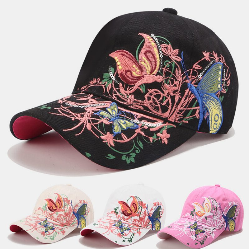 Kvinner Solkrem Solhatt Mote Sommerfuglbroderi Duck Hatter Baseball Cap