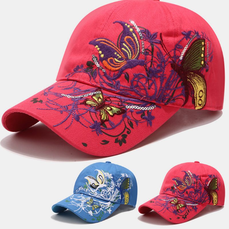 Kvinner Solkrem Solhatt Mote Sommerfuglbroderi Duck Hatter Baseball Cap