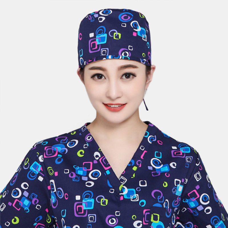 Kvinnertrykk Bomull Kirurgisk Cap Doctor Sykepleierrem Frisyrelue Dental Work Cap Beanie