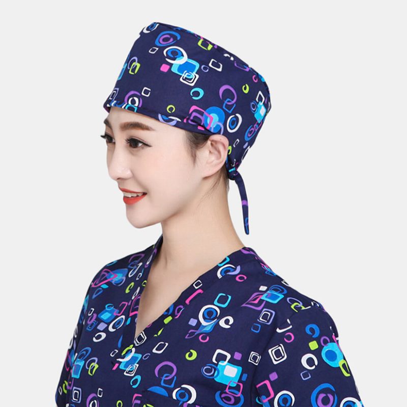 Kvinnertrykk Bomull Kirurgisk Cap Doctor Sykepleierrem Frisyrelue Dental Work Cap Beanie