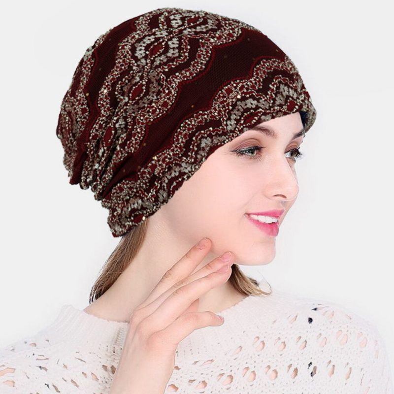 Lace Beanie Hatter Kjemoterapi Cap Halsduk Lue