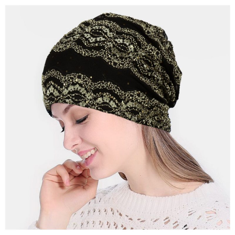 Lace Beanie Hatter Kjemoterapi Cap Halsduk Lue