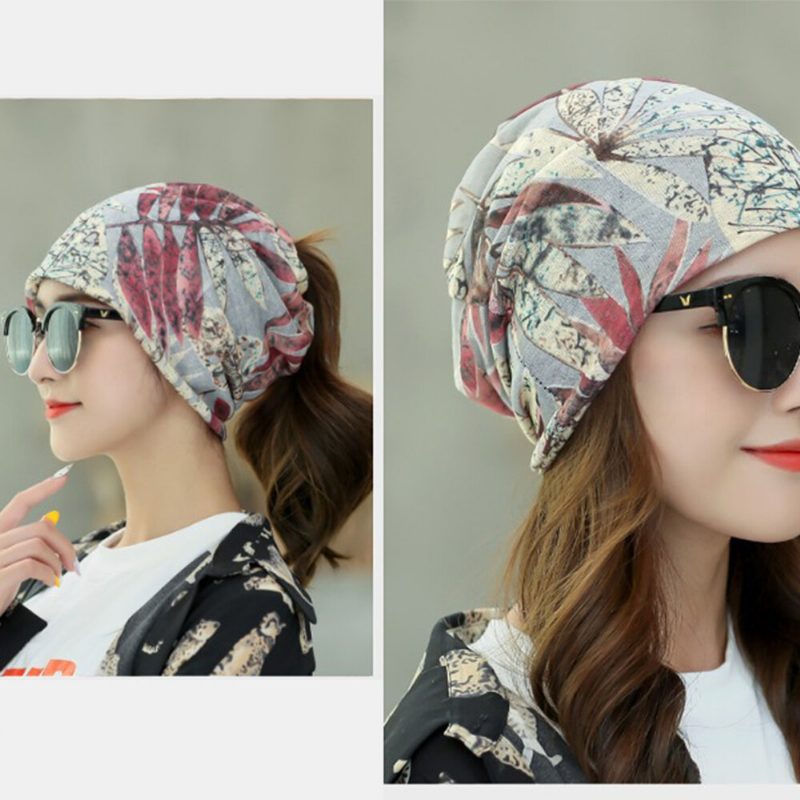 Leaf Retro Beanie Print Chemotherapy Caps