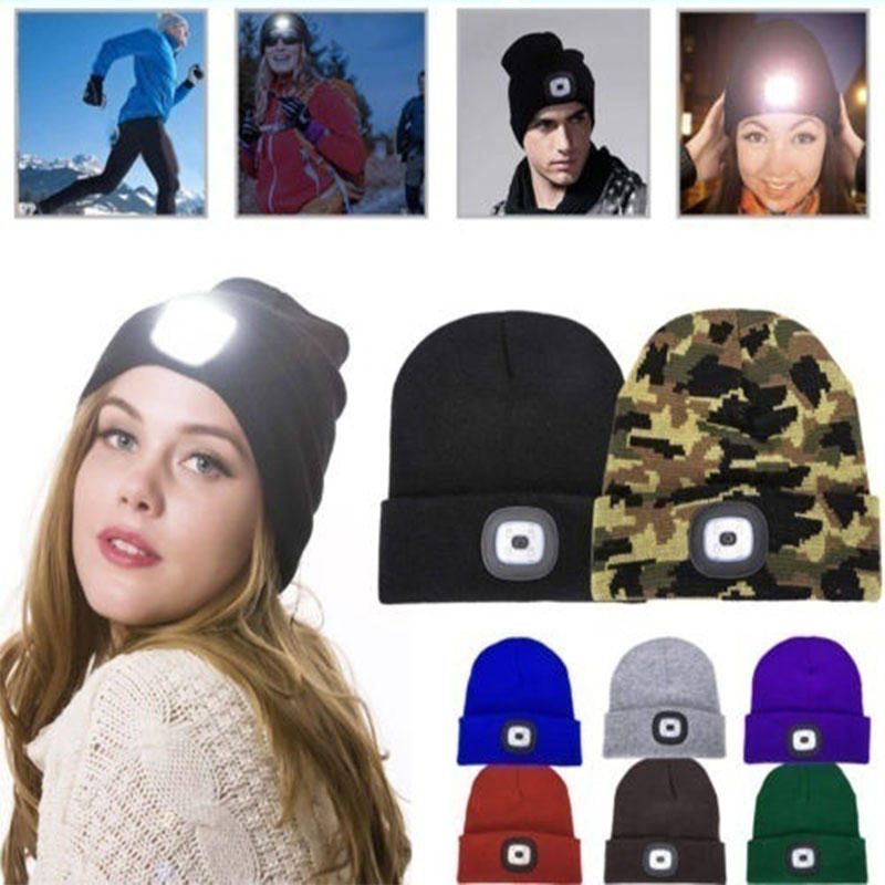 Led Light Beanie Hatter Strikket Cap Jogging Nattvandring