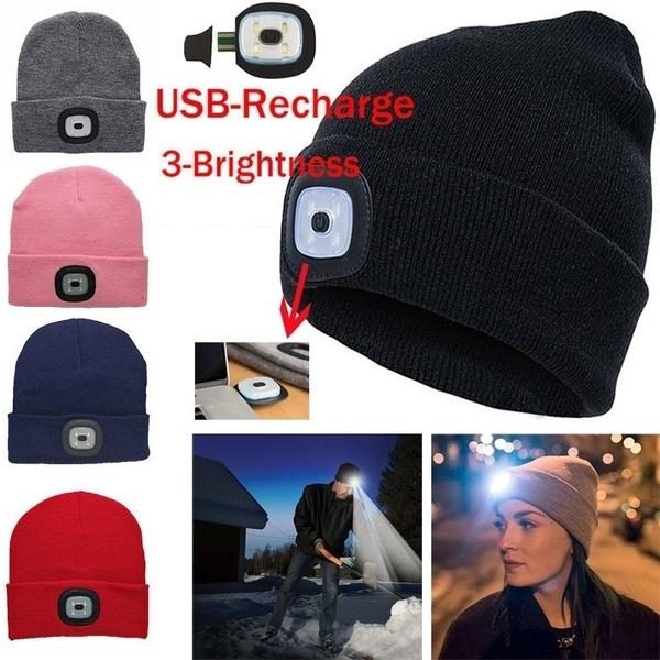 Led Light Beanie Hatter Strikket Cap Jogging Nattvandring