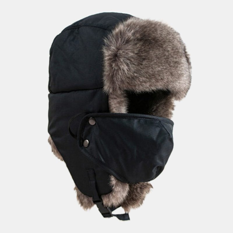 Men Trapper Hatter Ski Cloth Plus Velvet Tykket Utendørs Sykling Varme Vindtett Ushanka Hat