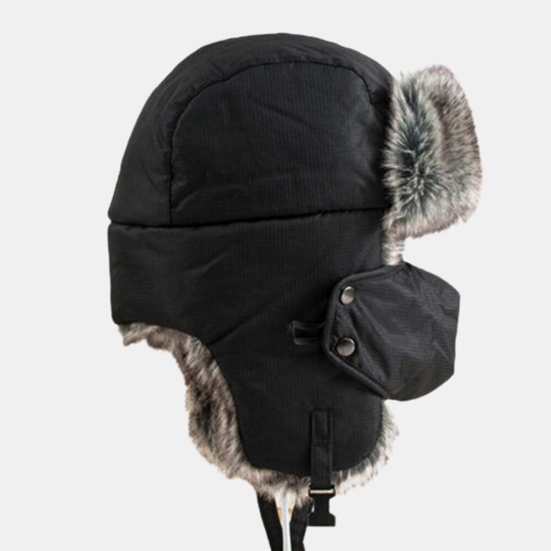 Men Trapper Hatter Ski Cloth Plus Velvet Tykket Utendørs Sykling Varme Vindtett Ushanka Hat