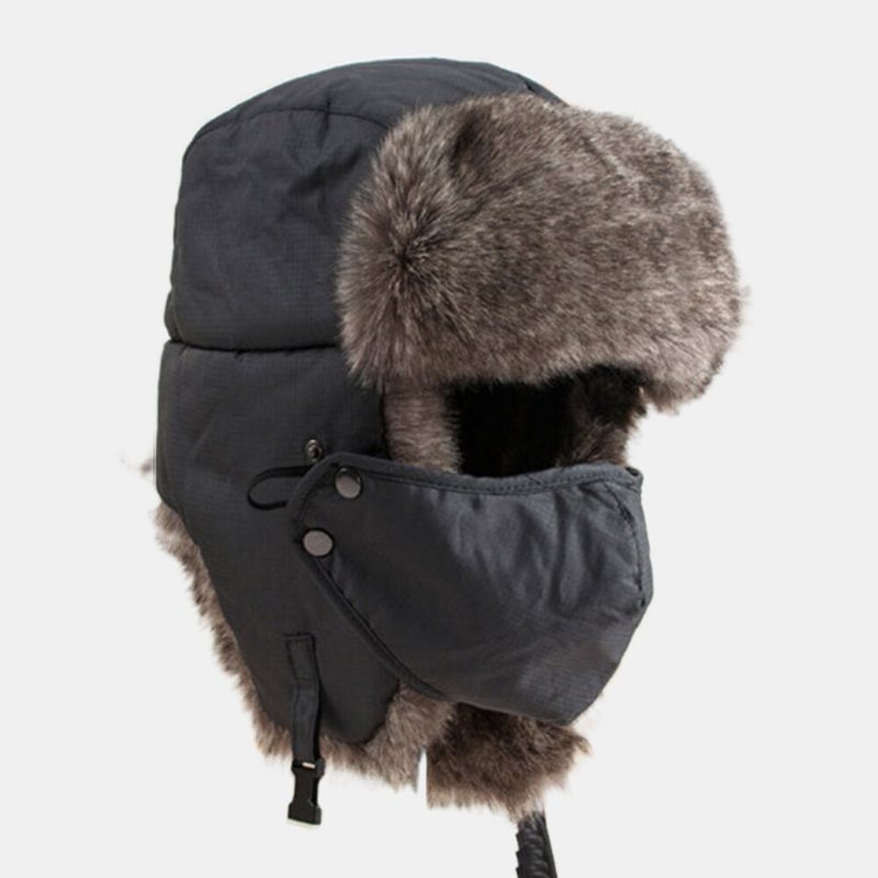 Men Trapper Hatter Ski Cloth Plus Velvet Tykket Utendørs Sykling Varme Vindtett Ushanka Hat