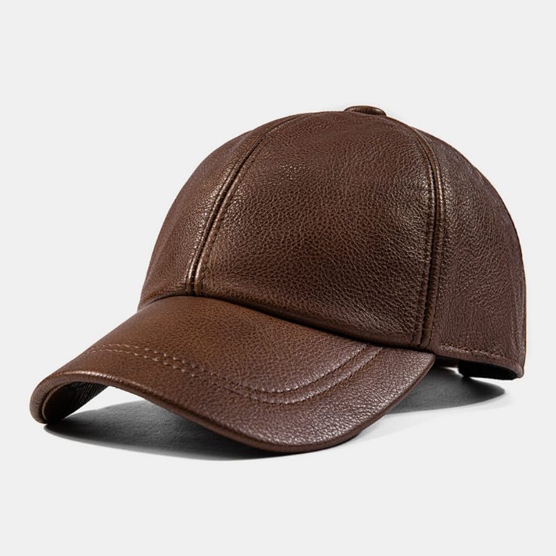 Menn Baseball Cap Kuskinn Vanlig Høst Vinter Varm Kulde Beskyttelse Driving Hat