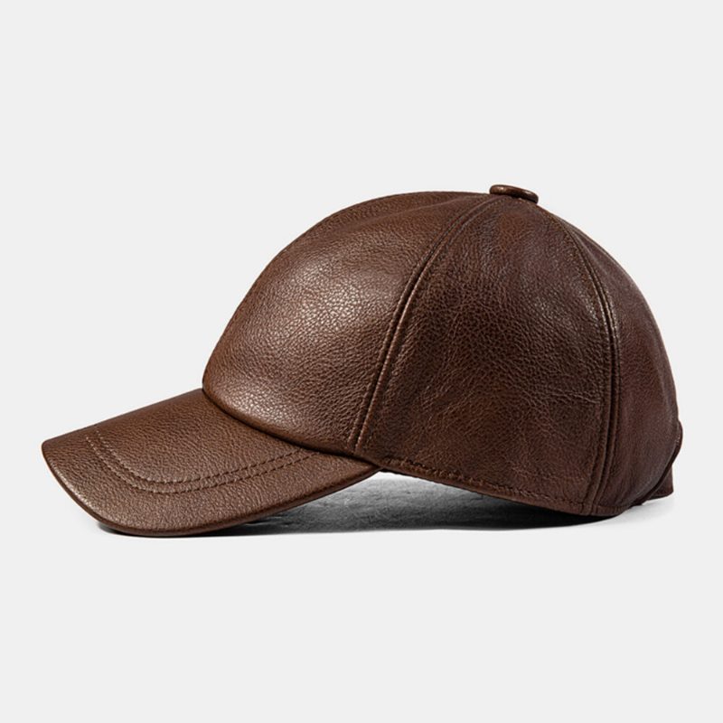 Menn Baseball Cap Kuskinn Vanlig Høst Vinter Varm Kulde Beskyttelse Driving Hat