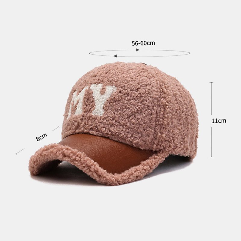 Menn Baseball Cap Lam Plysj Pu Patchwork Farge Kontrast Høst Vinter Varme Newsboy Caps For Dame