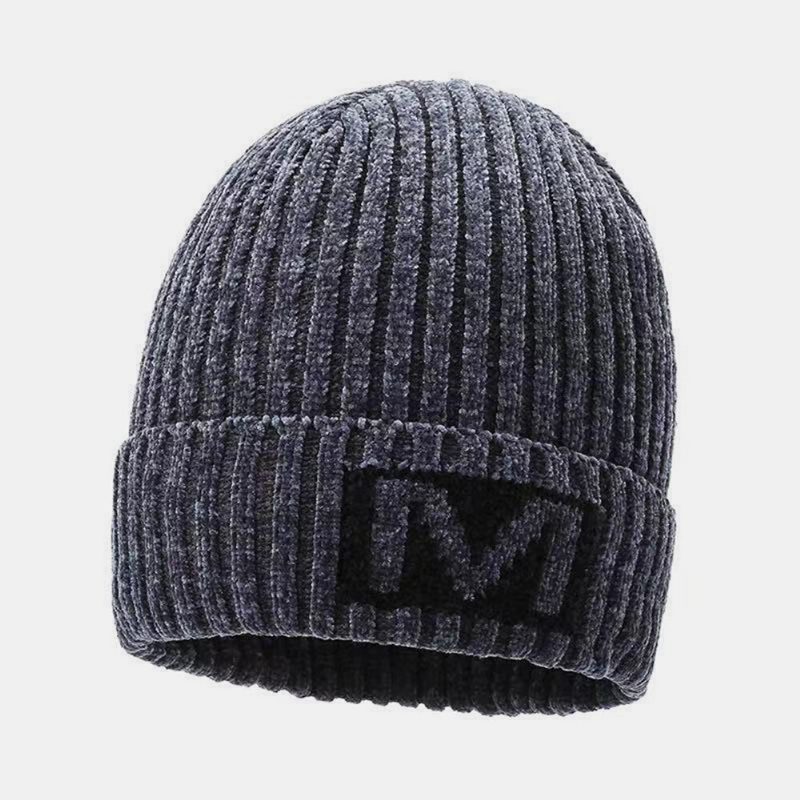 Menn Bokstavmønster Høst Vinter Ørebeskyttelse Kjølig Beskyttelse Strikkelue Elastic Thicken Plus Velvet Warm Hatter Beanie Hat