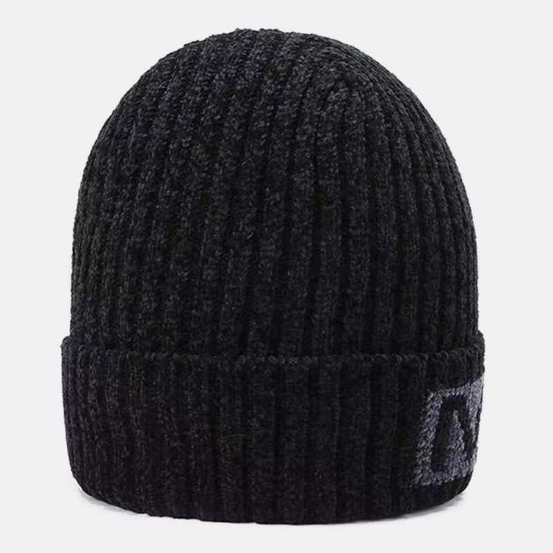 Menn Bokstavmønster Høst Vinter Ørebeskyttelse Kjølig Beskyttelse Strikkelue Elastic Thicken Plus Velvet Warm Hatter Beanie Hat