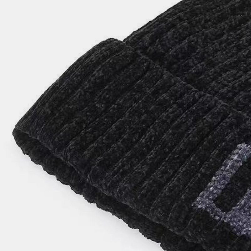 Menn Bokstavmønster Høst Vinter Ørebeskyttelse Kjølig Beskyttelse Strikkelue Elastic Thicken Plus Velvet Warm Hatter Beanie Hat