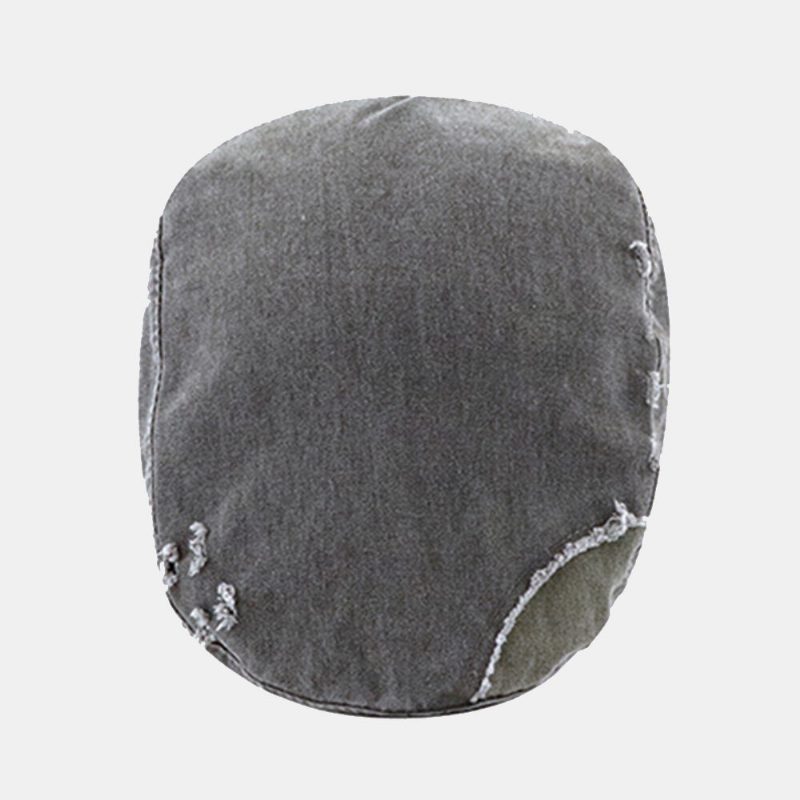 Menn Bomull Distressed Slitt Hull Berets Brev Broderi Pustende Forover Cap Flate Cap