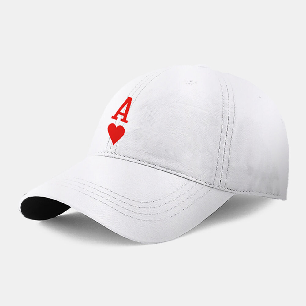 Menn Bomull Ensfarge Poker Love Letter Spader A Mønster Casual Baseball Cap