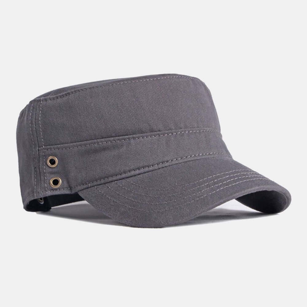 Menn Bomull Ensfarge Ritish Mote Solkrem Solskjerm Flate Cap Military Hat