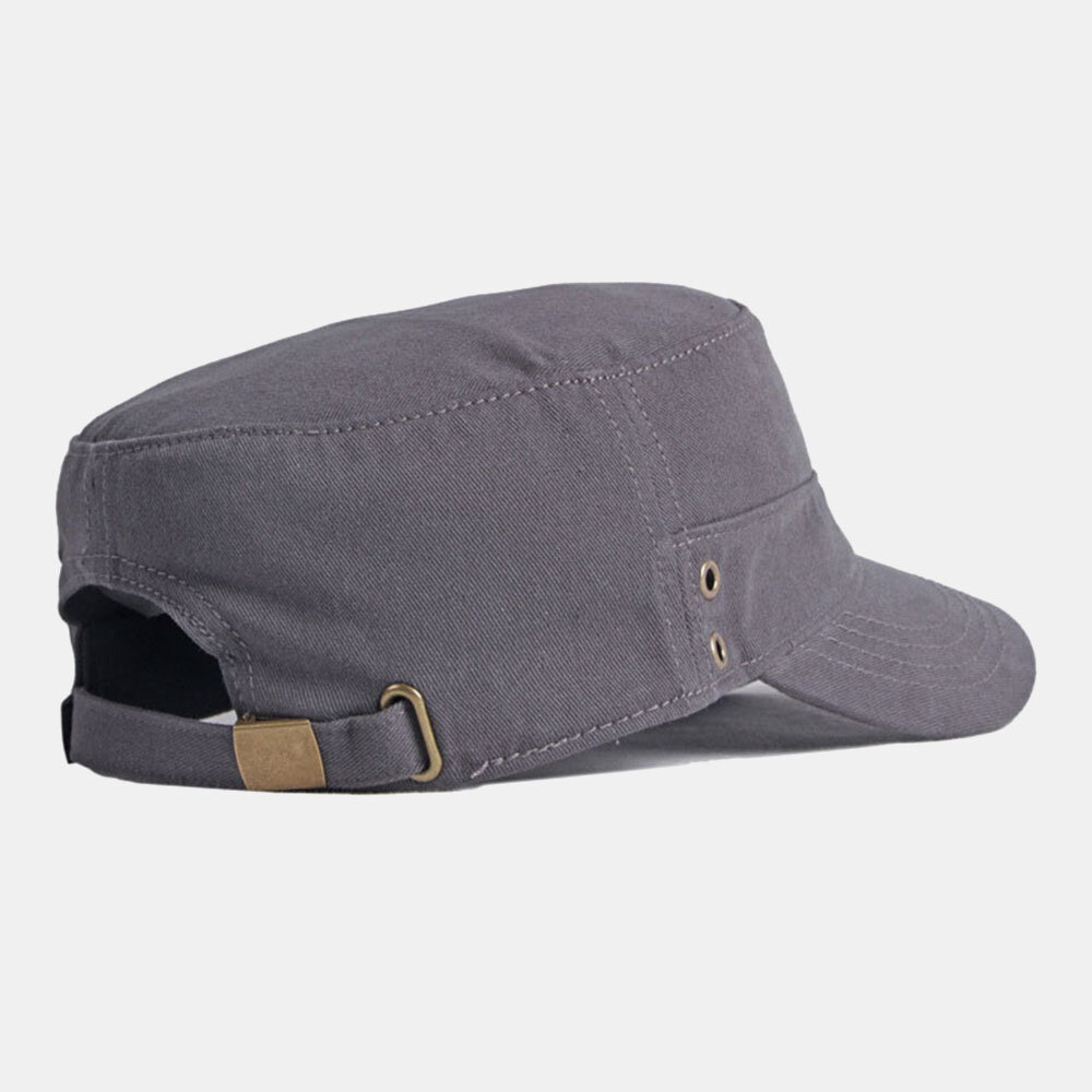 Menn Bomull Ensfarge Ritish Mote Solkrem Solskjerm Flate Cap Military Hat