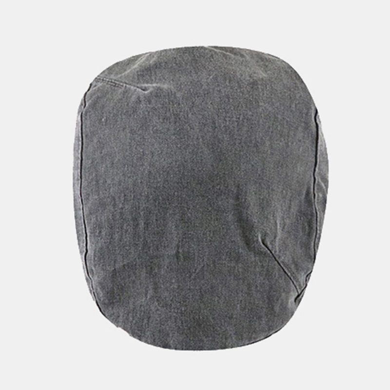 Menn Bomull Ensfarget Krøll Berets Retro Vasket Dome Forward Cap Newsboy Hat