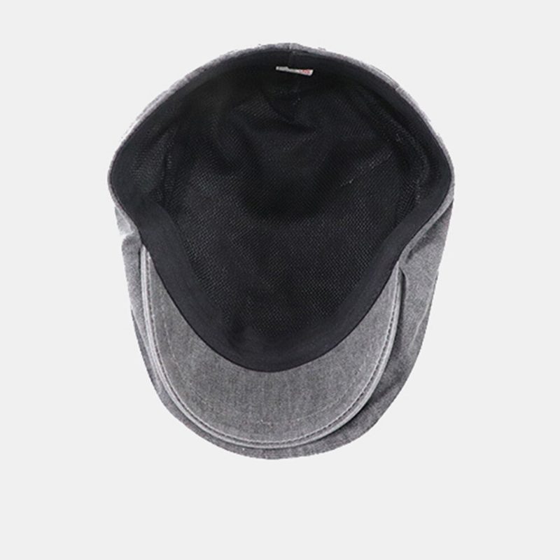 Menn Bomull Ensfarget Krøll Berets Retro Vasket Dome Forward Cap Newsboy Hat