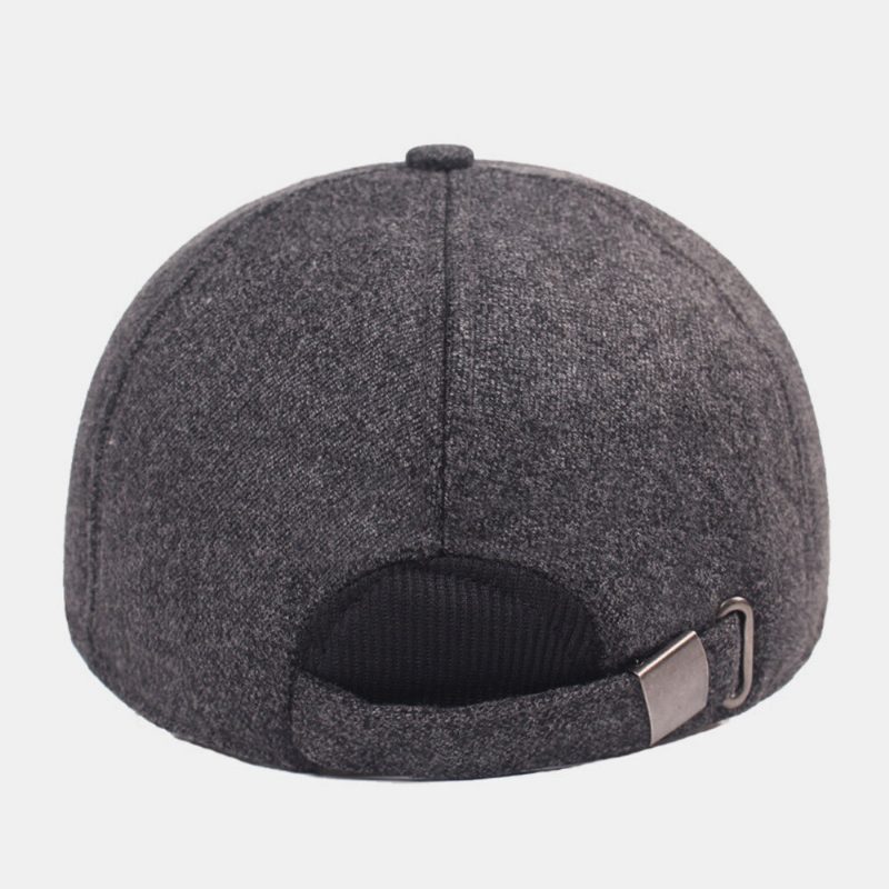 Menn Bomull Patchwork Innebygd Hørselvern Tykk Varme Baseball Cap Fargematch Letter Metal Label Newsboy Caps