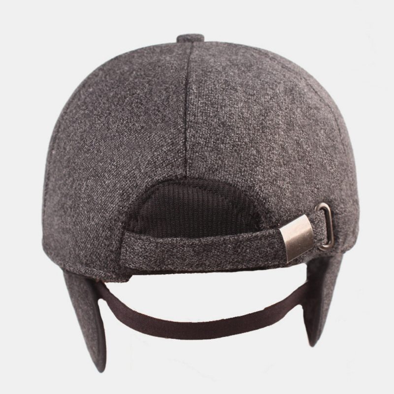 Menn Bomull Patchwork Innebygd Hørselvern Tykk Varme Baseball Cap Fargematch Letter Metal Label Newsboy Caps