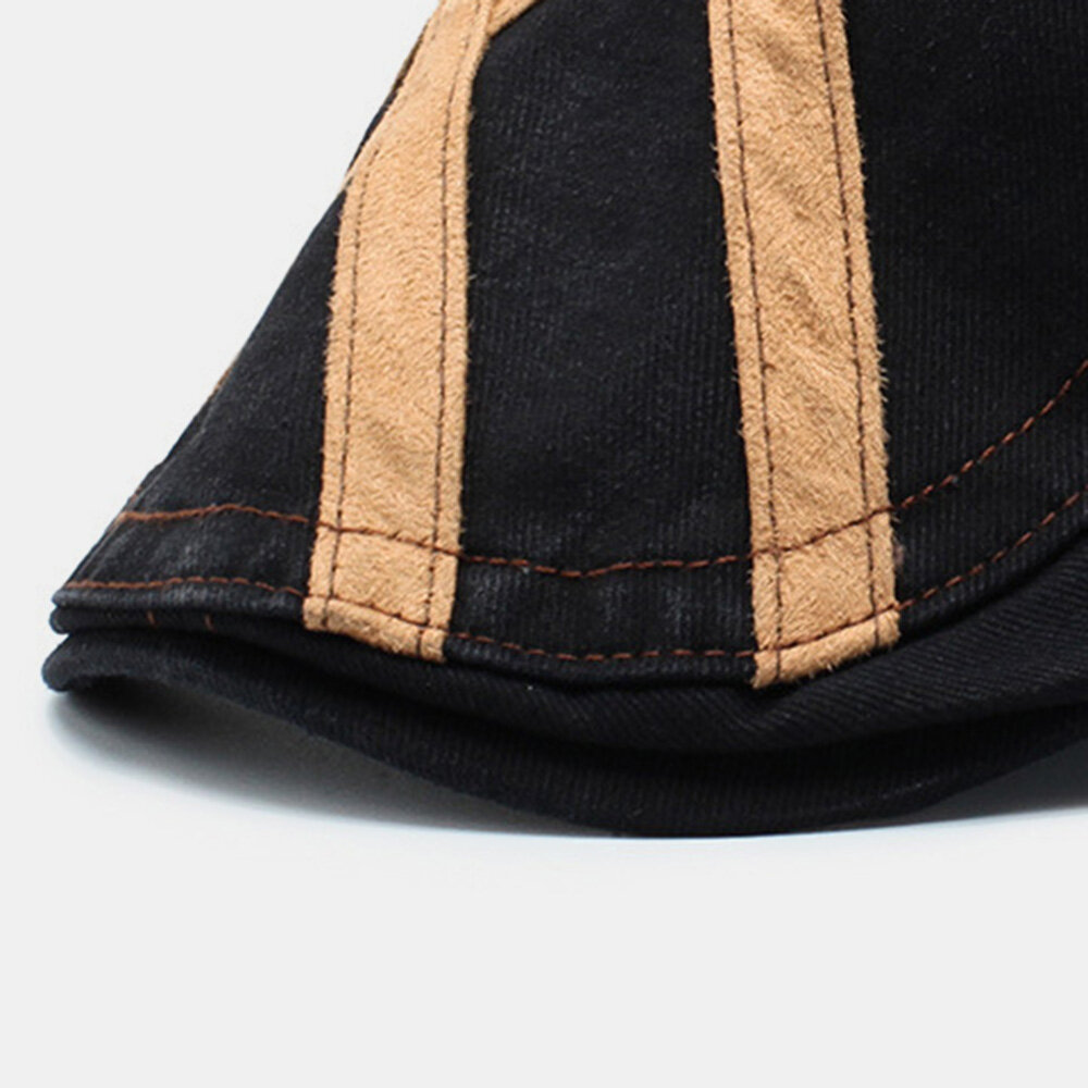 Menn Bomull Patchwork Retro Solkrem Solskjerm Beret Cap Forward Cap Flate Hat